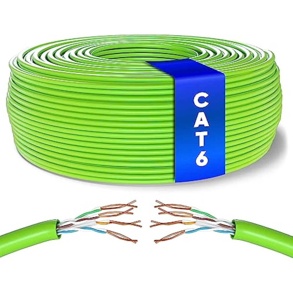 Mr. Tronic Cat 6 Ethernet Cable 100m – High Speed UTP Bulk LAN Cable, Green
