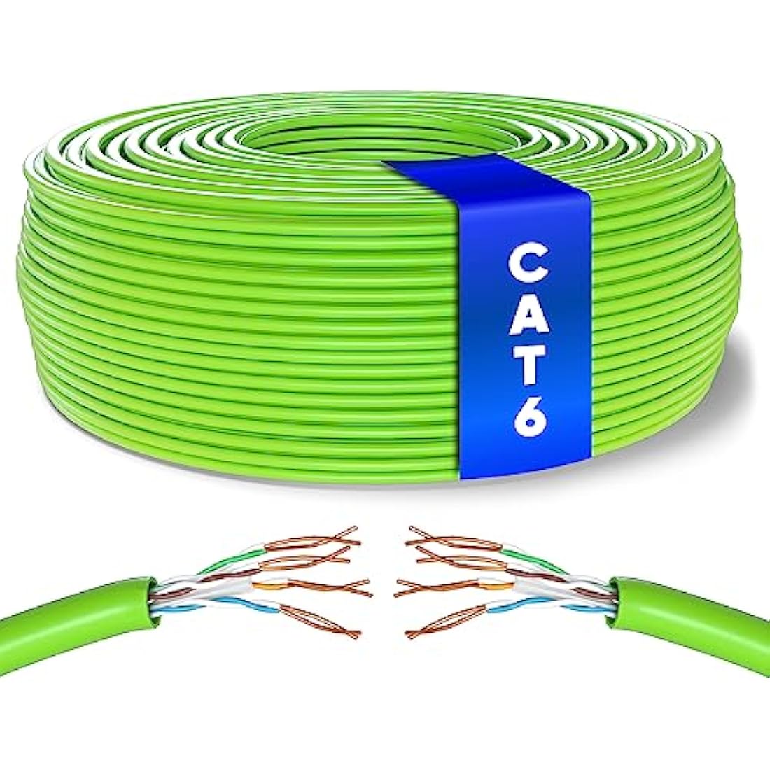 Mr. Tronic Cat 6 Ethernet Cable 100m – High Speed UTP Bulk LAN Cable, Green