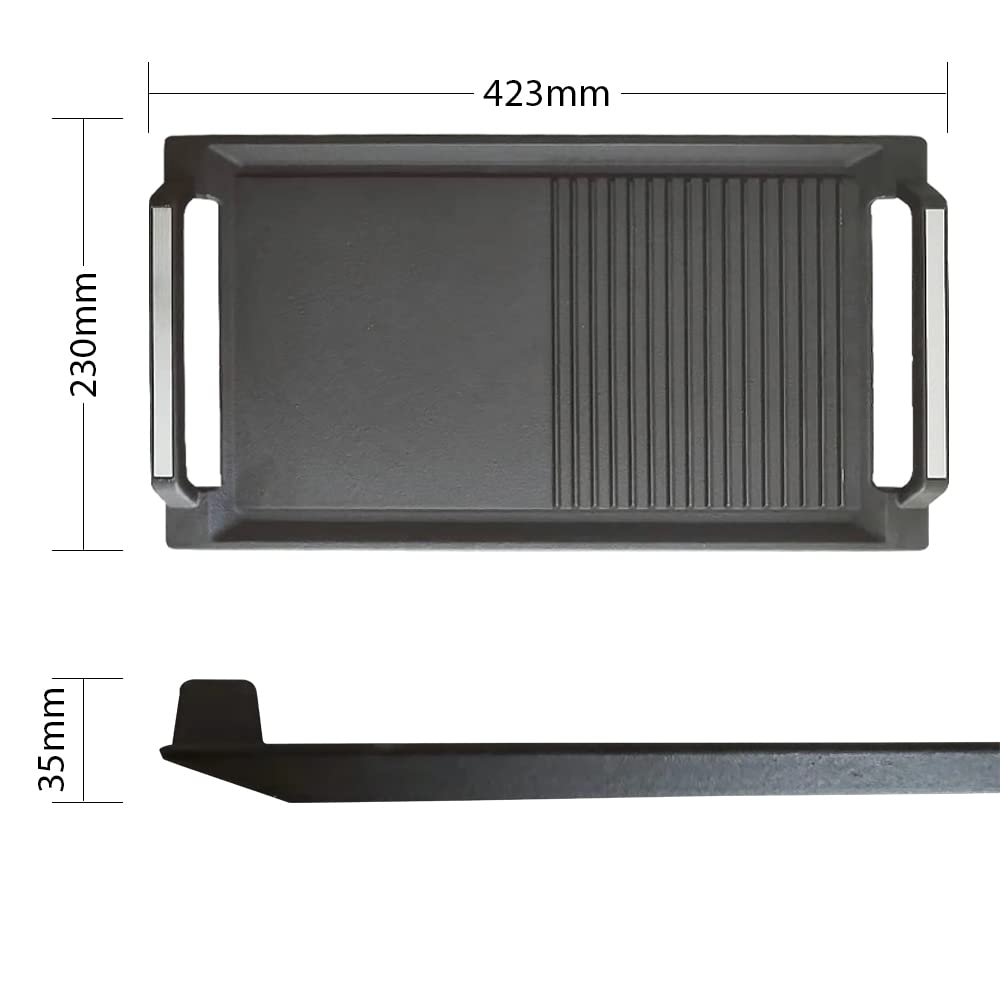 COVERCOOK Cast Iron Griddle Pan | Rectangular Dual-Surface Grill Pan