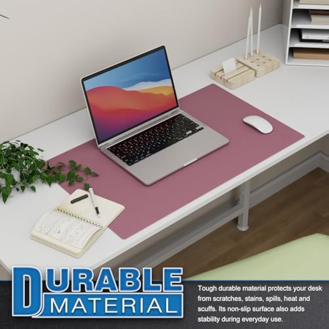 K KNODEL Leather Desk Mat | Dual-Sided Office Mouse Pad - Purple (60x35cm)