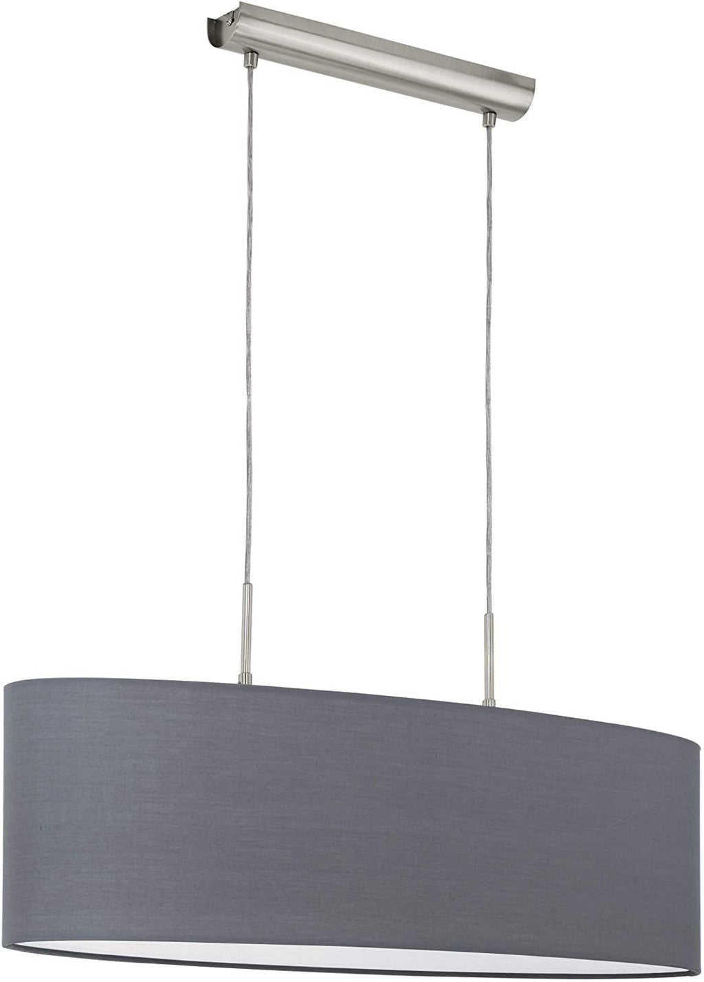 Eglo Pasteri Oval Fabric Pendant Light | Matt Nickel & Grey – 75cm