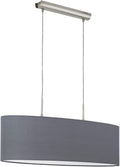 Eglo Pasteri Oval Fabric Pendant Light | Matt Nickel & Grey – 75cm