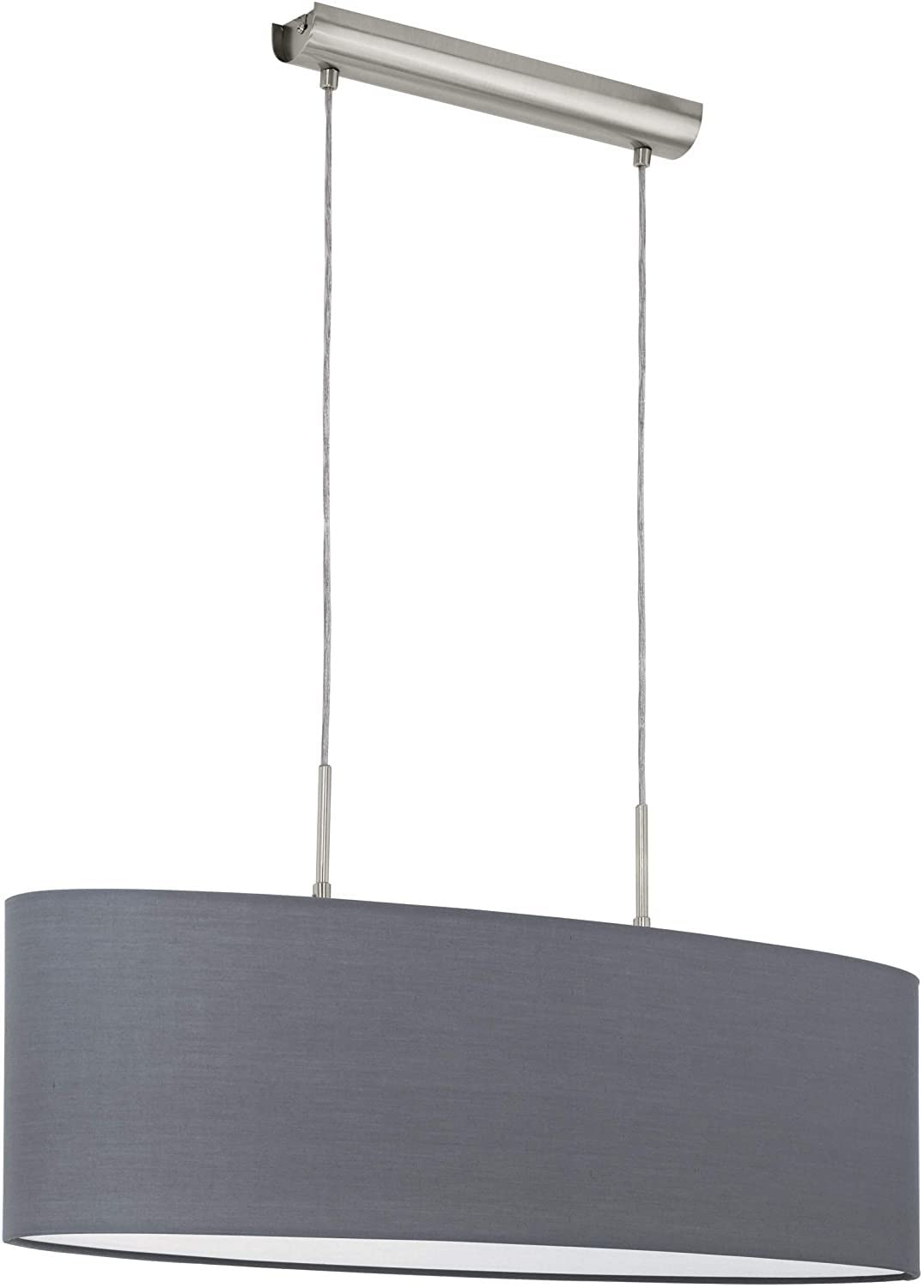 Eglo Pasteri Oval Fabric Pendant Light | Matt Nickel & Grey – 75cm