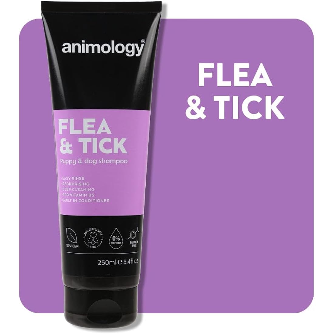 Animology Flea & Tick Dog Shampoo – Vegan Neem & Tea Tree Oil, 250ml