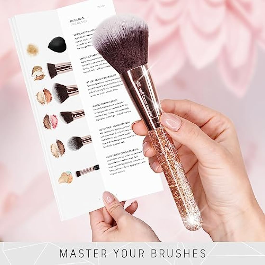 Niré Beauty 15-Piece Glitter Makeup Brush Set with Case and Sponge
