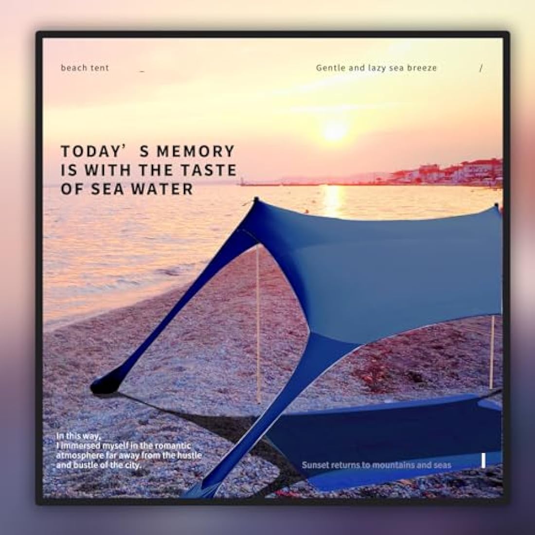 CUUPO 7x7ft Beach Tent Sun Shelter | UPF 50+ Lycra Canopy – Navy Blue