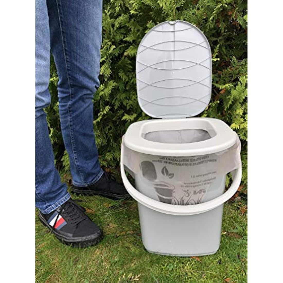 BranQ Mobile Camping Toilet 22L with 40 Organic Bags – Light Grey