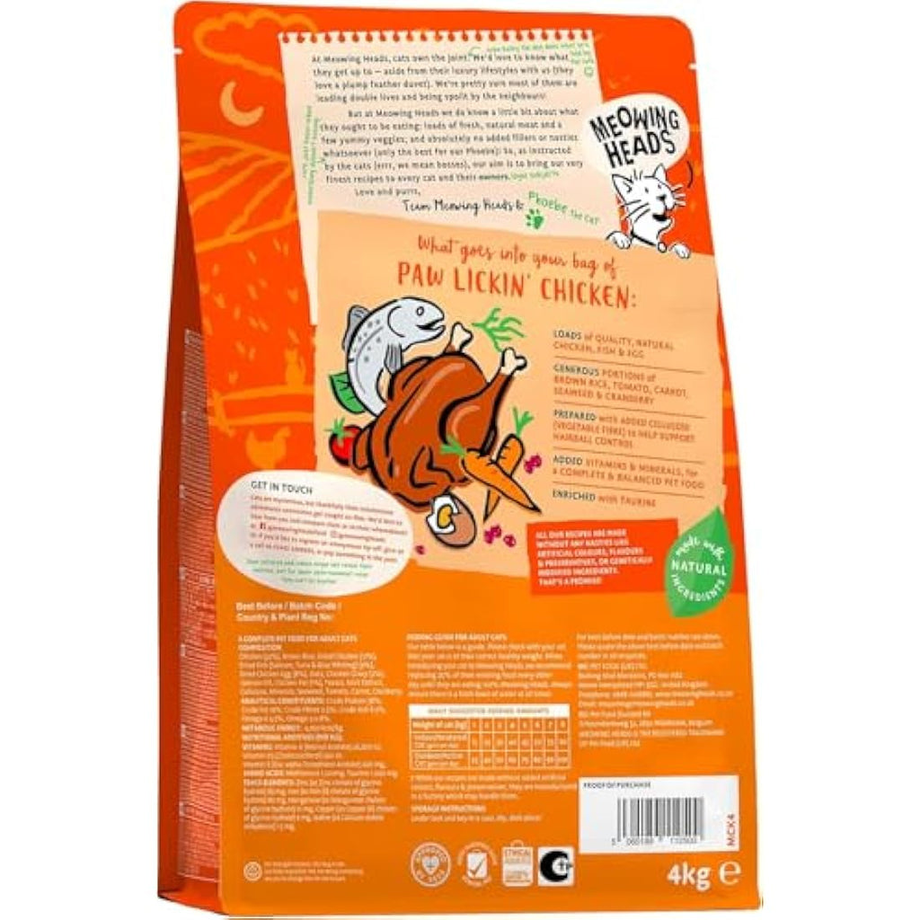 Meowing Heads Dry Cat Food – Paw Lickin' Chicken – High Protein 4kg