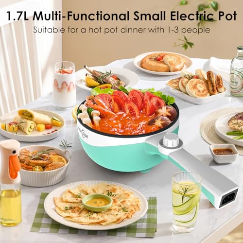 Audecook Electric Hot Pot – 1.7L Portable Nonstick Mini Skillet & Ramen Cooker