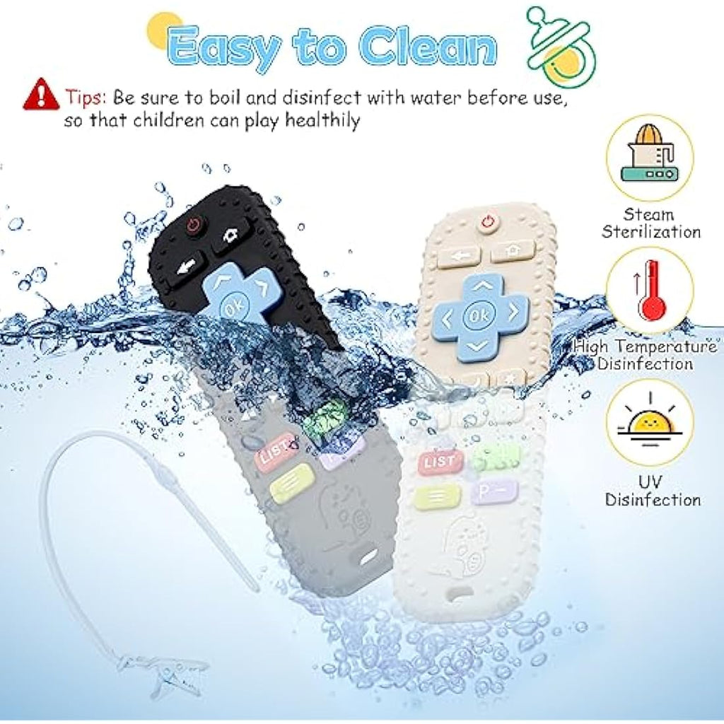Tikplus Silicone Remote Control Teether Toy with Pacifier Clip | 2 Pack