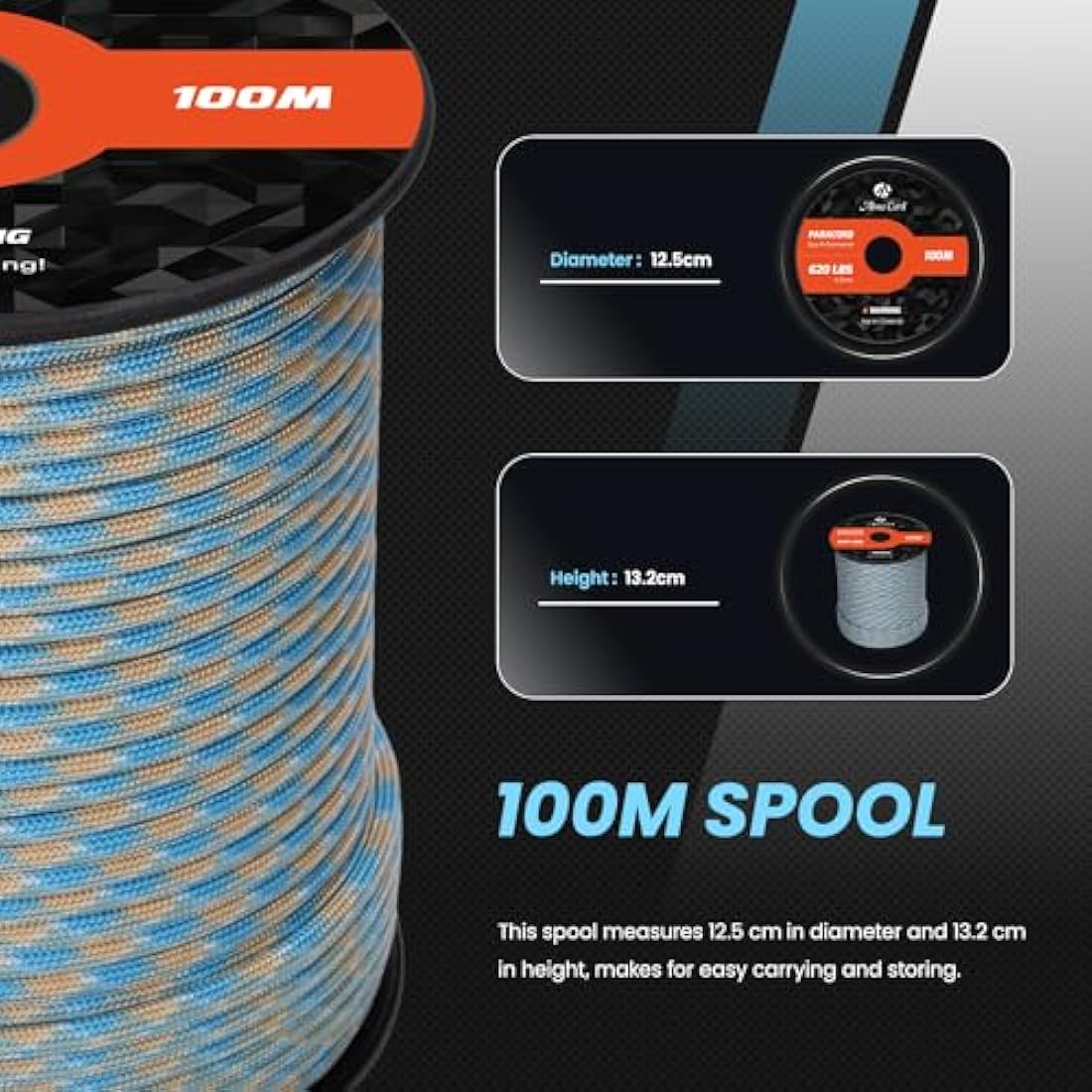 Abma Cord 4mm Nylon Paracord – 100m Type III 9-Strand Survival Rope
