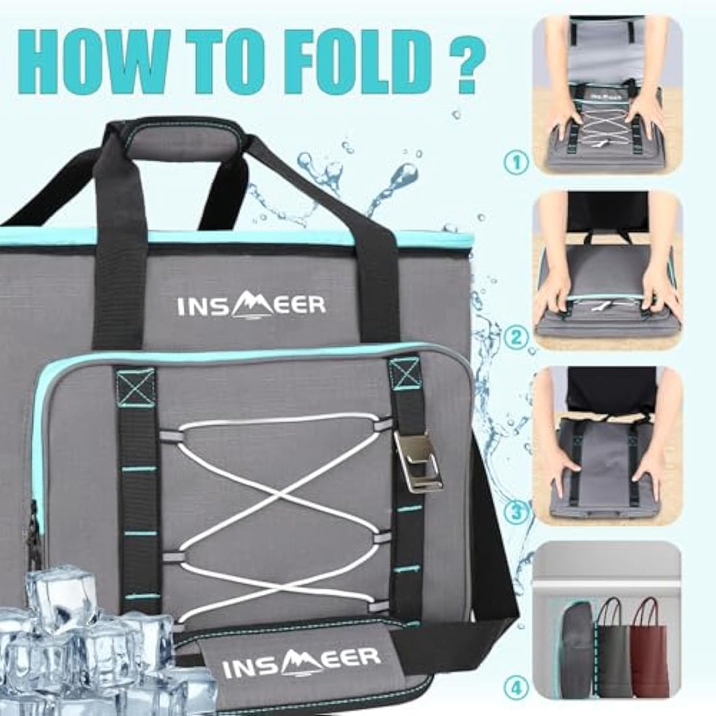 INSMEER 55L Large Insulated Cooler Bag – 90 Can Leakproof Soft Cooler
