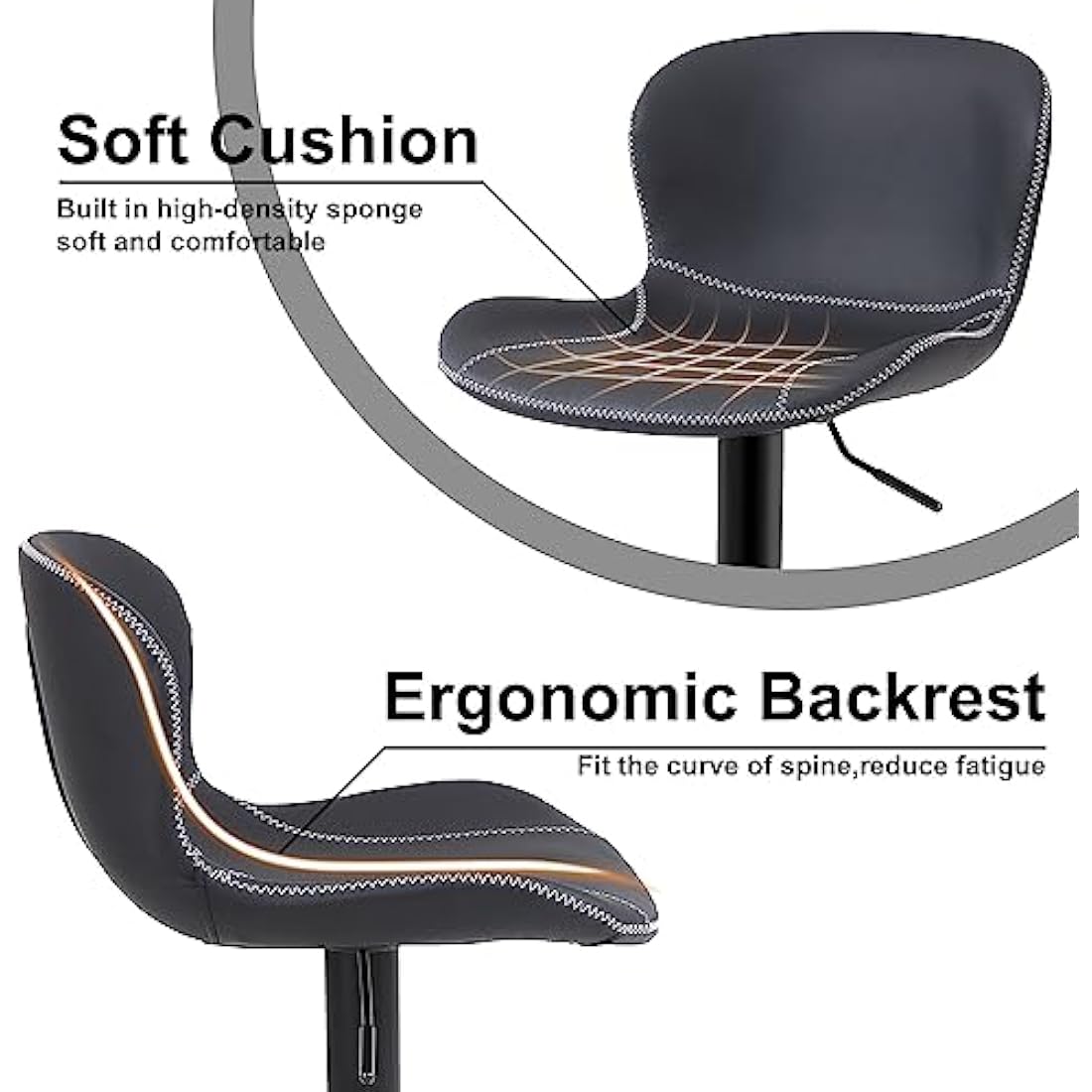 Jolof Store Swivel Bar Stools Set of 2 – Adjustable PU Leather Chairs