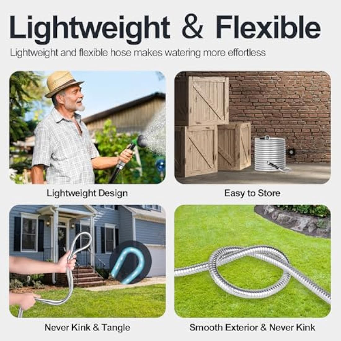 SPECILITE 100ft 304 Stainless Steel Garden Hose – Heavy Duty Metal Pipe