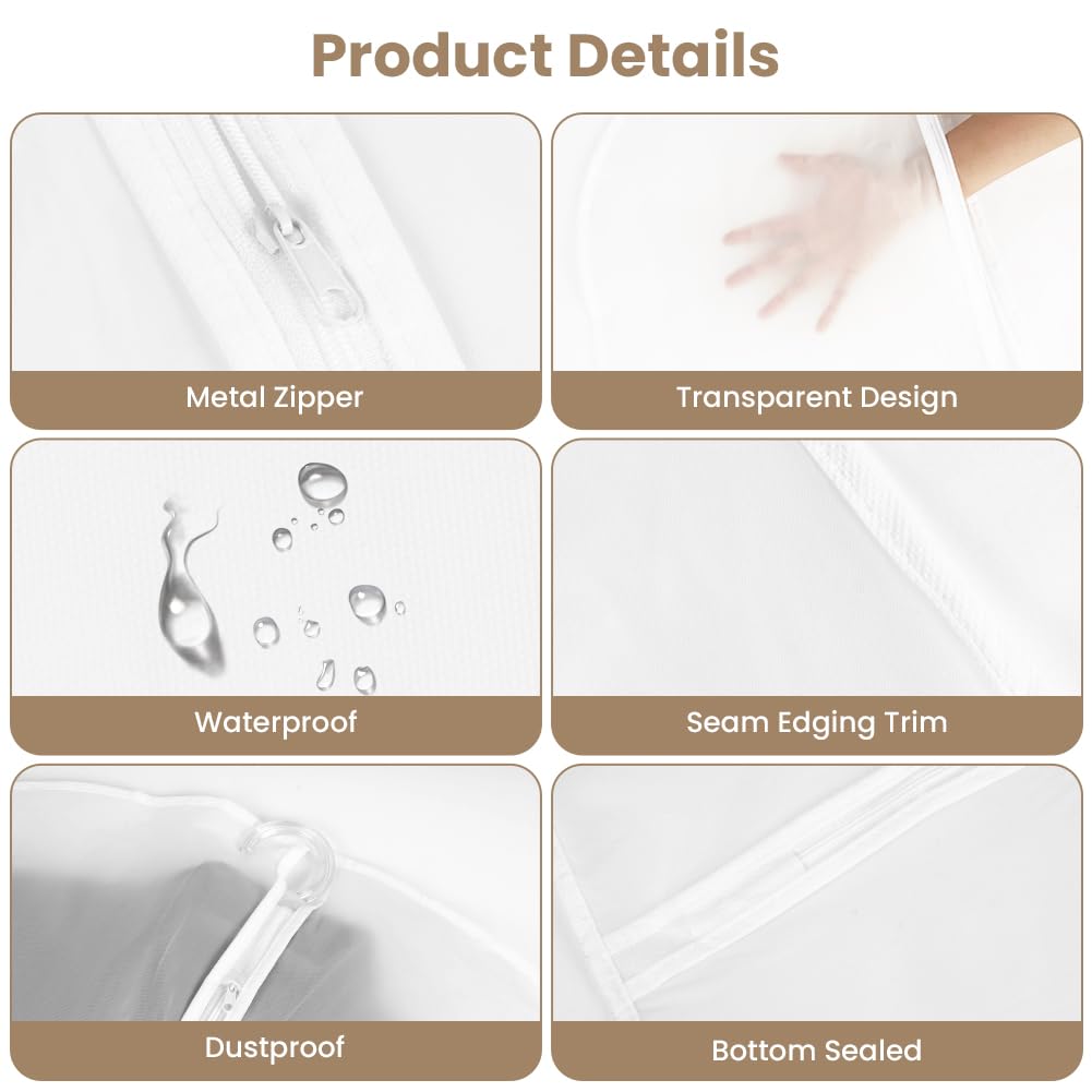 HOTUT 6 PCS Transparent Dustproof Suit Covers Set,60×100CM Garment Bags - image 3