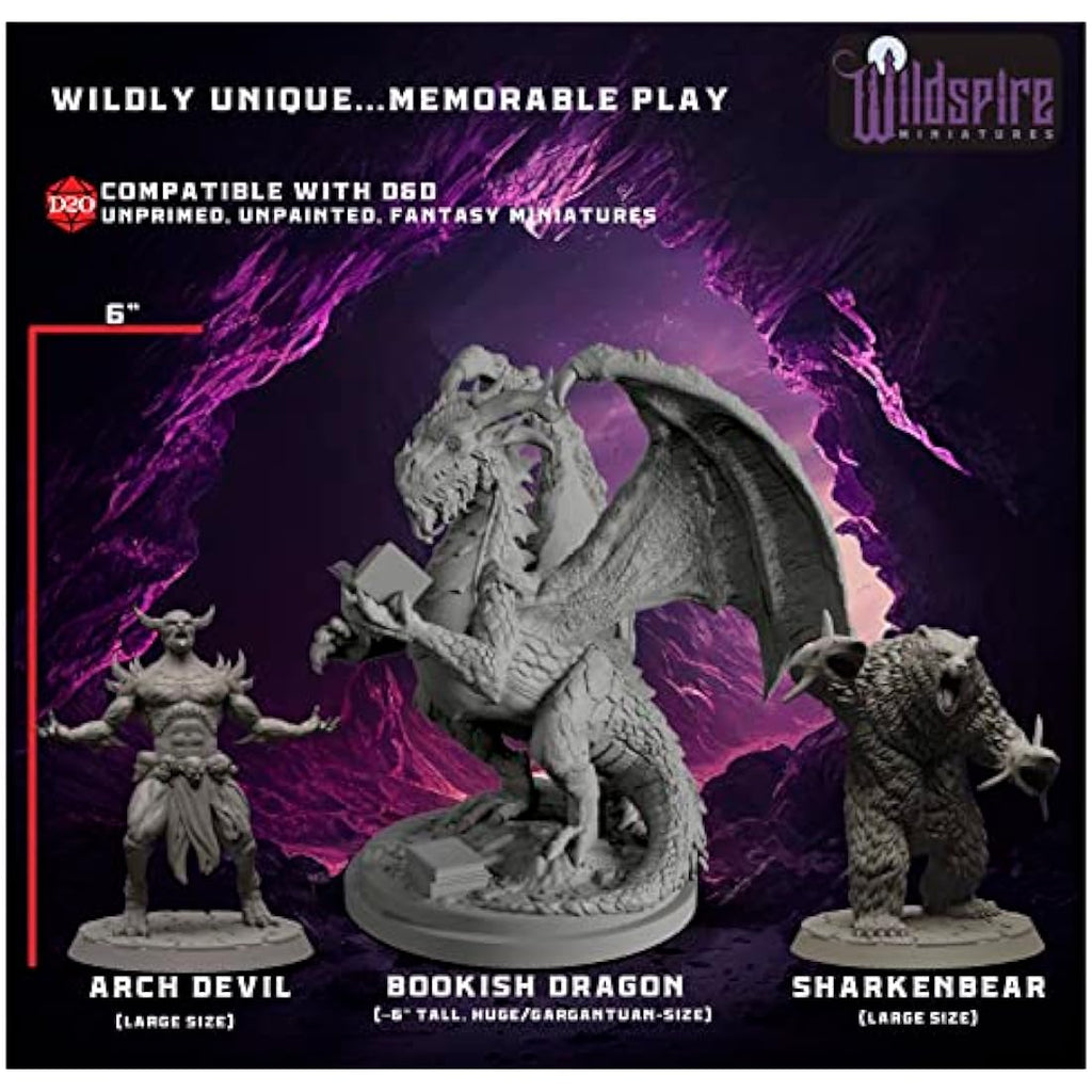 Wildspire Fantasy DND Miniatures - 68 Unpainted Bulk Figures with Dragon