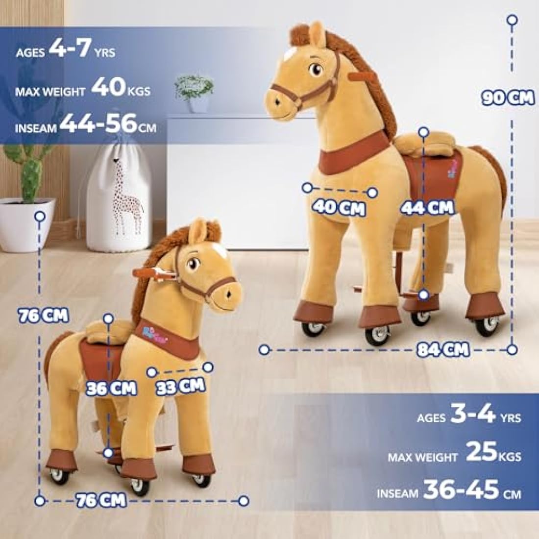PonyCycle Essential Model E Ride-on Horse with Brake - Light Brown