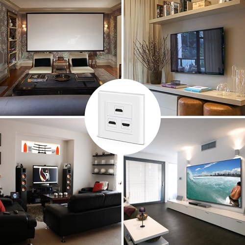 HDMI Wall Plate - 3 Port White Faceplate 4K 60Hz HDR
