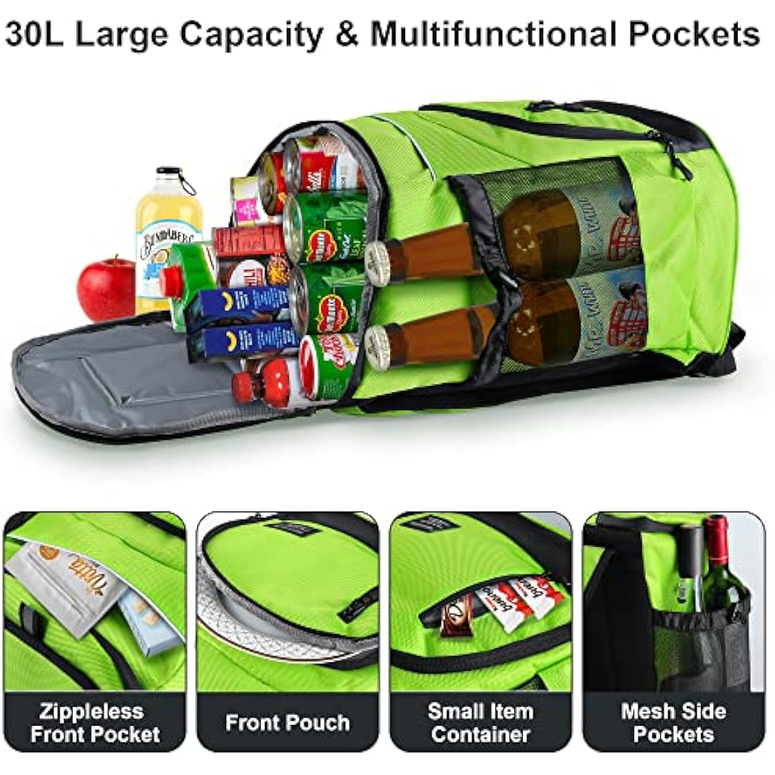 Outplea 30L Insulated Cooler Backpack | 36-Can Leak Proof Soft Picnic Bag