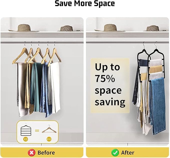 4 Pack Velvet Trouser Hangers Space Saving 4-Layer Hangers for Trousers - image 5