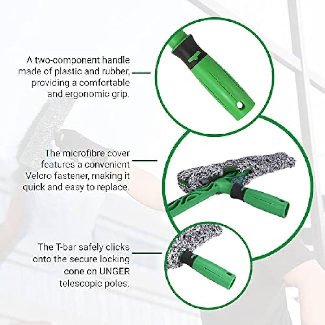Unger ErgoTec Power Washer – 45cm Microfibre Window Cleaning Tool