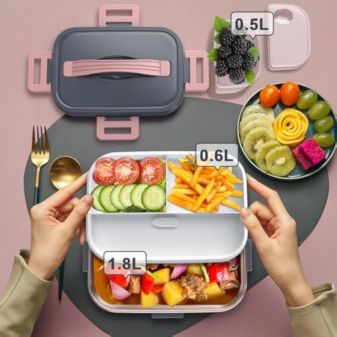 SOOOEC 100W Electric Heated Lunch Box | 1.8L Portable Food Warmer for Car