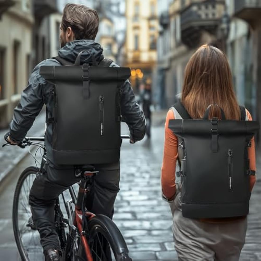Roll Top Laptop Backpack – 15.6" Water-Resistant USB Bag