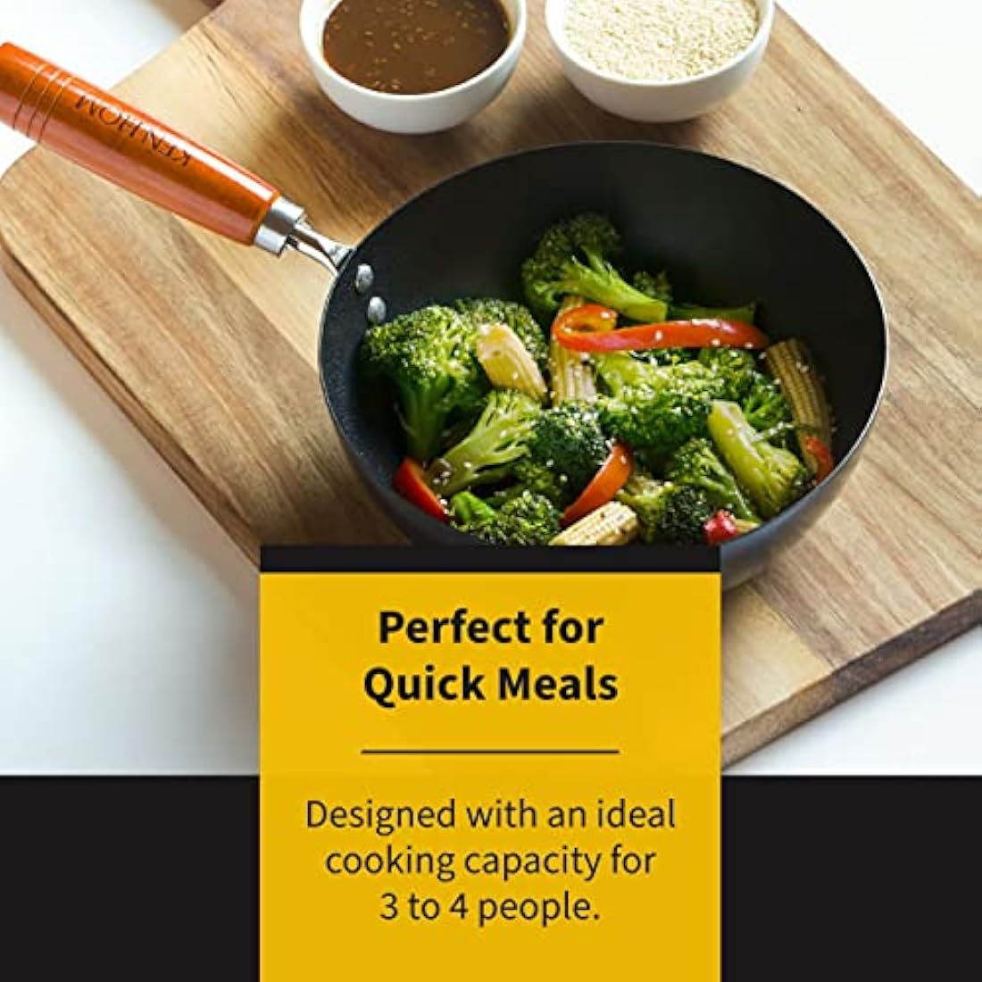 Ken Hom Classic Carbon Steel Wok – 31cm Non-Stick Flat Base Pan
