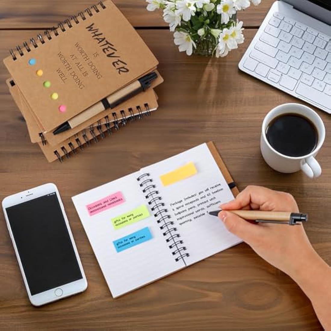 Spiral Notebook Set | 42 Bulk Pocket Journals with Pens