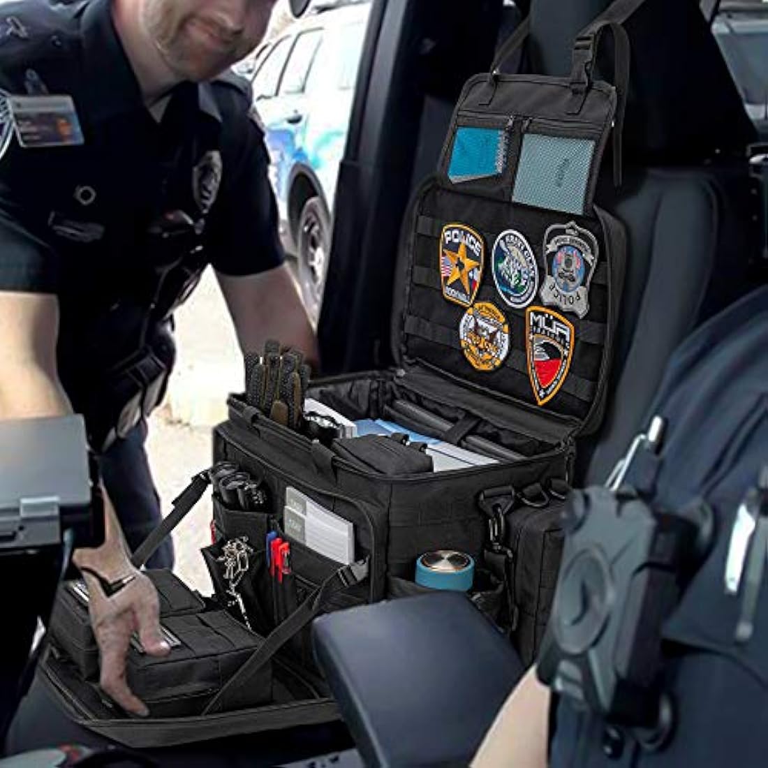 Trunab Tactical Police Gear Bag | MOLLE Car Organizer for 15.6" Laptop