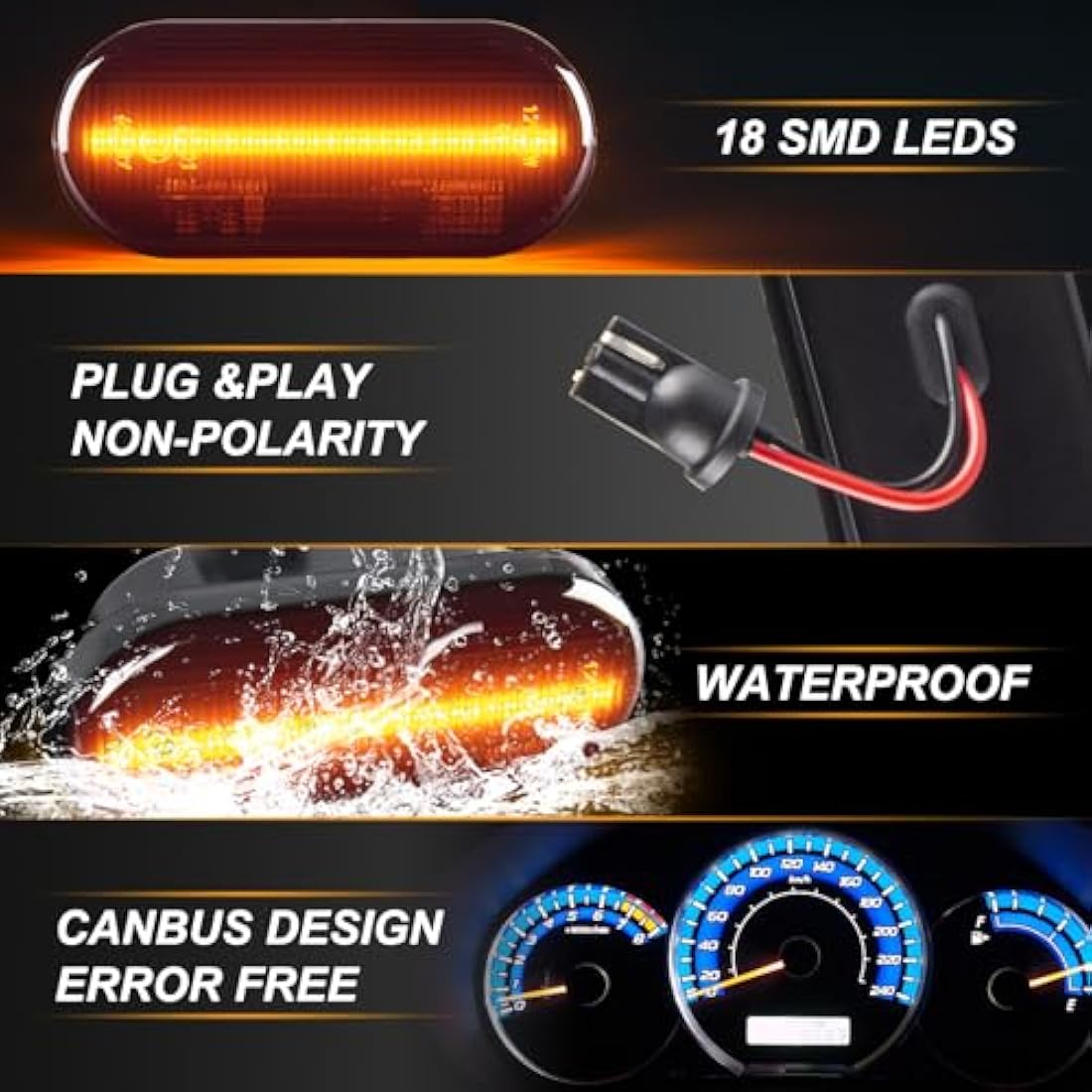 Jolof Store Dynamic LED Side Indicator – Amber Smoke Turn Signal Light