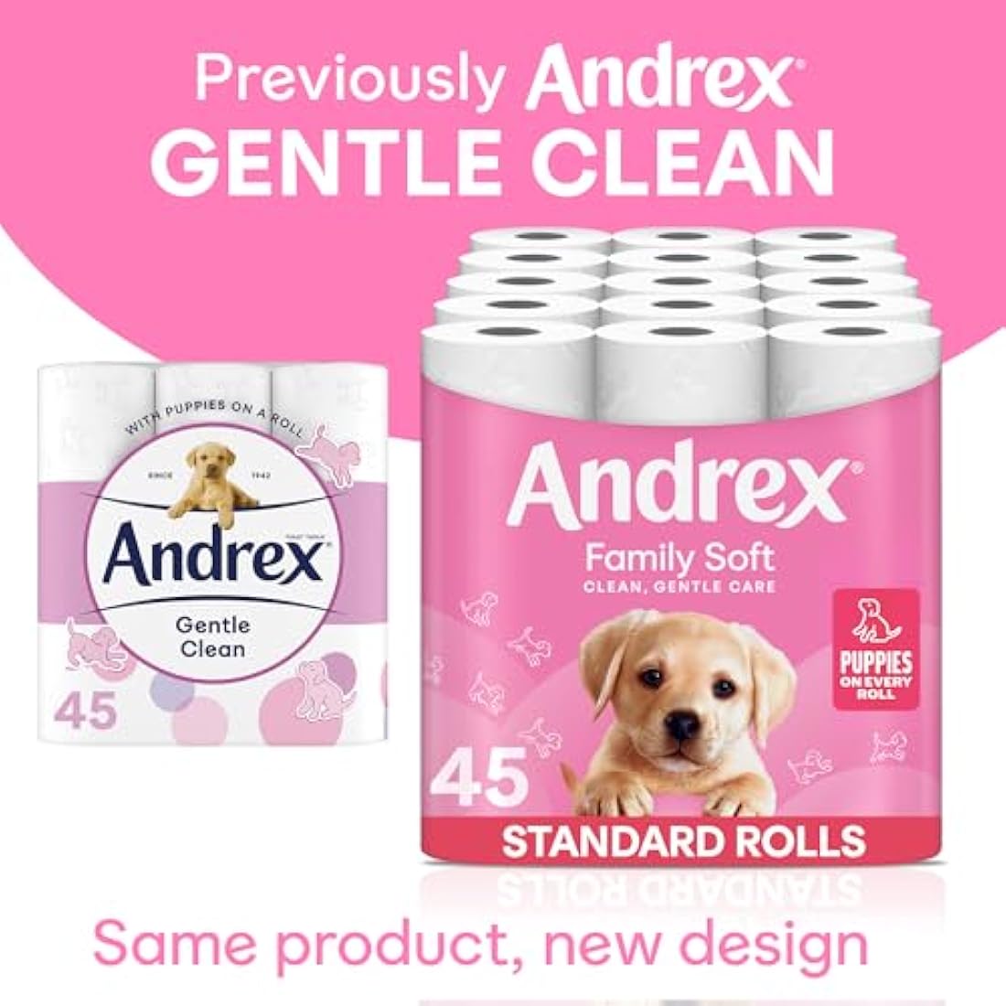 Andrex Family Soft Toilet Tissue – Bulk Pack of 45 Toilet Rolls