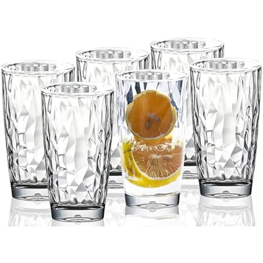 VeiledGem Unbreakable Tritan Drinking Glasses – 15oz Shatterproof Set of 6