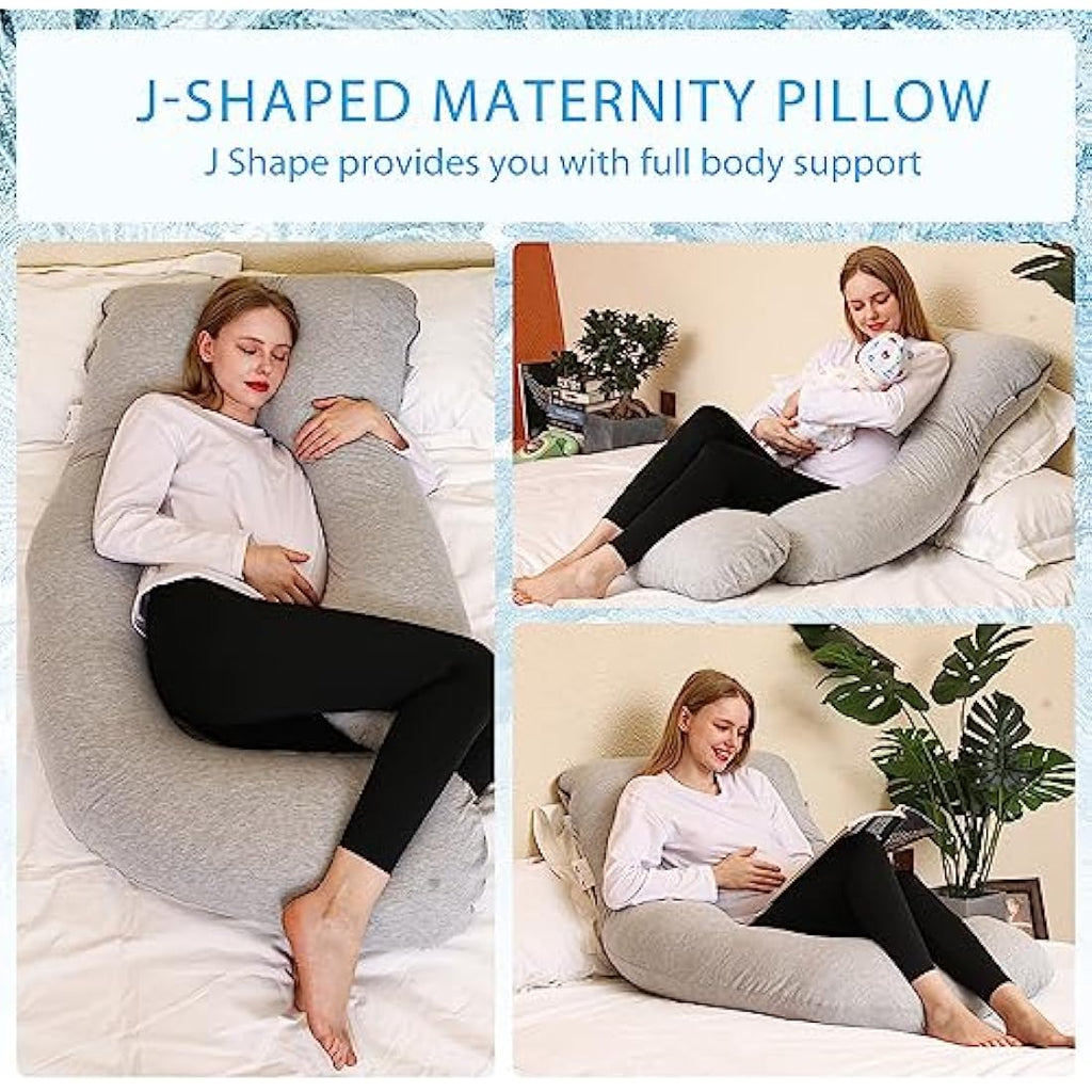 Chilling Home J-Shaped Cooling Pregnancy Pillow - 150x70cm Grey