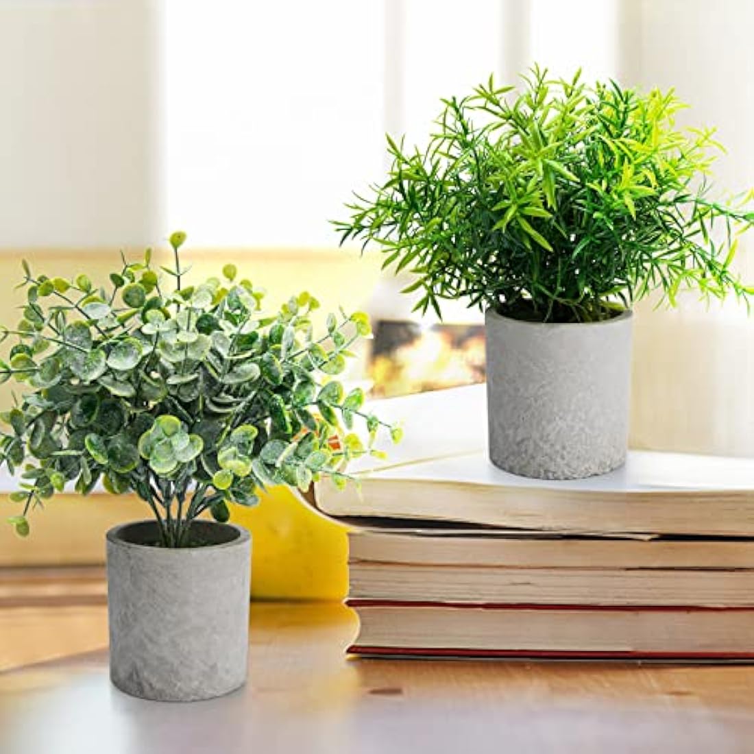 Jolof Store 4-Pack Artificial Potted Plants – Faux Eucalyptus & Succulents