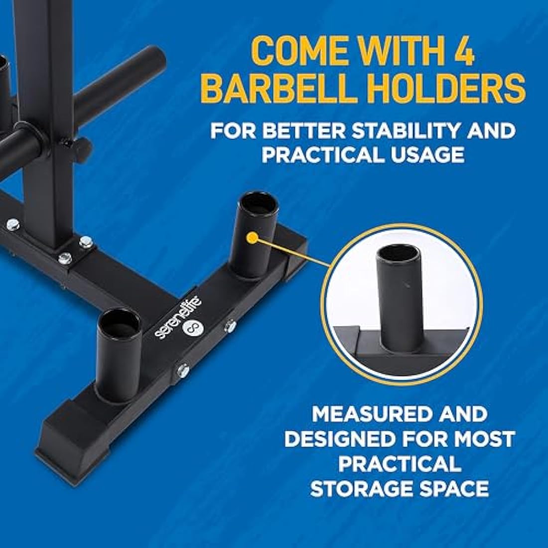 SereneLife Olympic Weight Plate Rack – 800lb Capacity Steel Gym Organizer