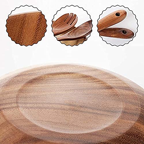 AOOSY Acacia Wooden Salad Bowl Set – 9.5 Inch Serving Bowl with Servers