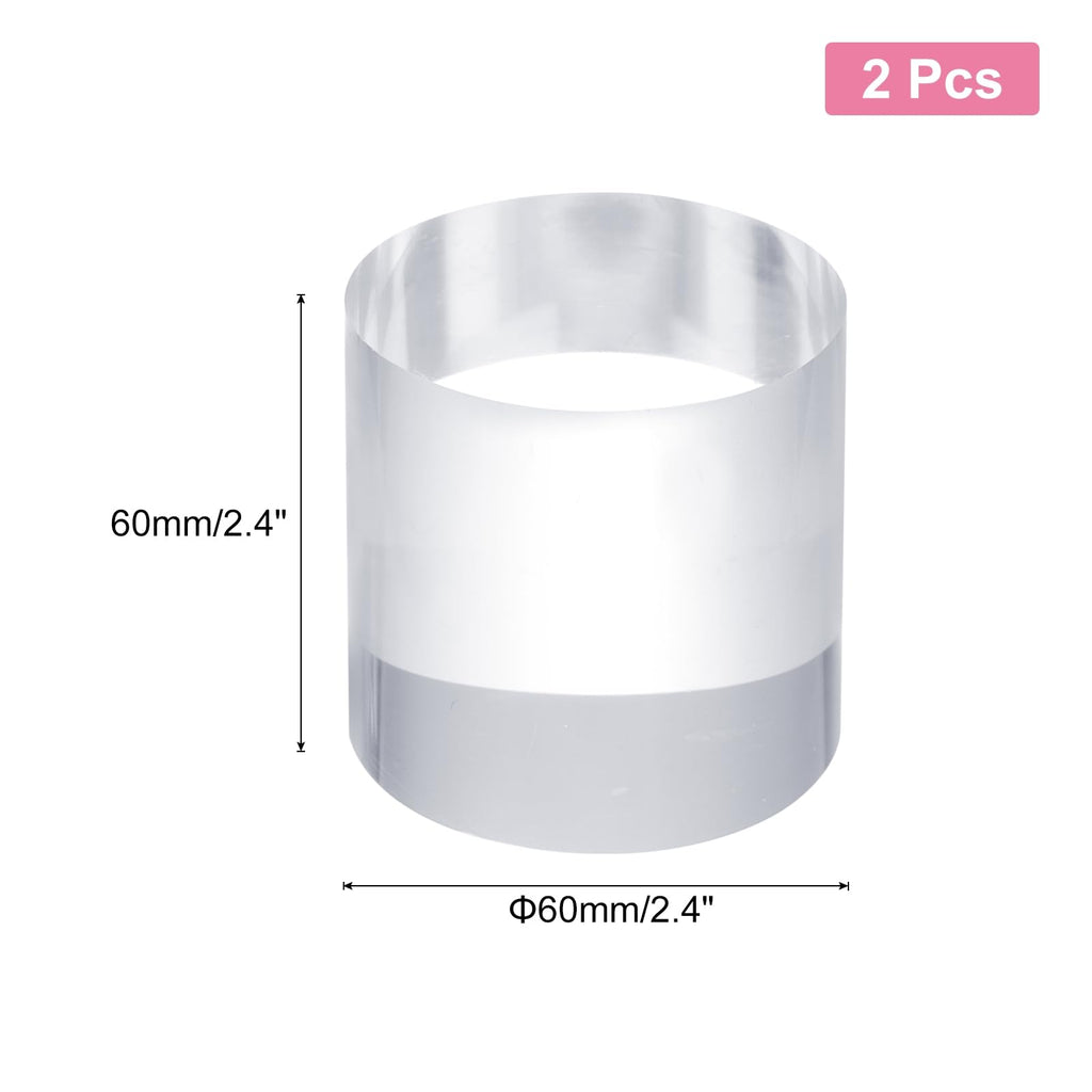 sourcing map 2pcs Acrylic Cylinder Display Blocks, 60 x 60 mm/2.4" x 2.4" Clear Jewelry Display Base Polished Cube Riser Stand Display Holder Base - image 2