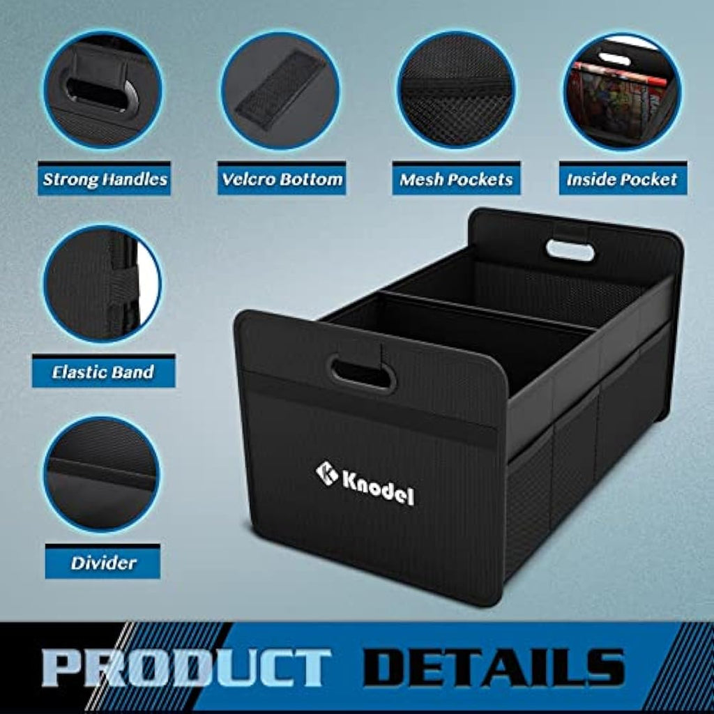 K KNODEL Car Boot Organiser | Foldable 600D Oxford Storage - Black