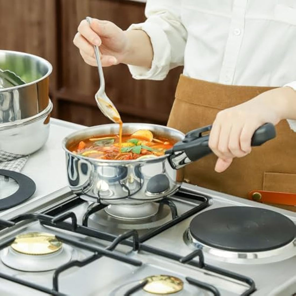 ROYDX 10-Piece 18/10 Stainless Steel Cookware Set with Removable Handle