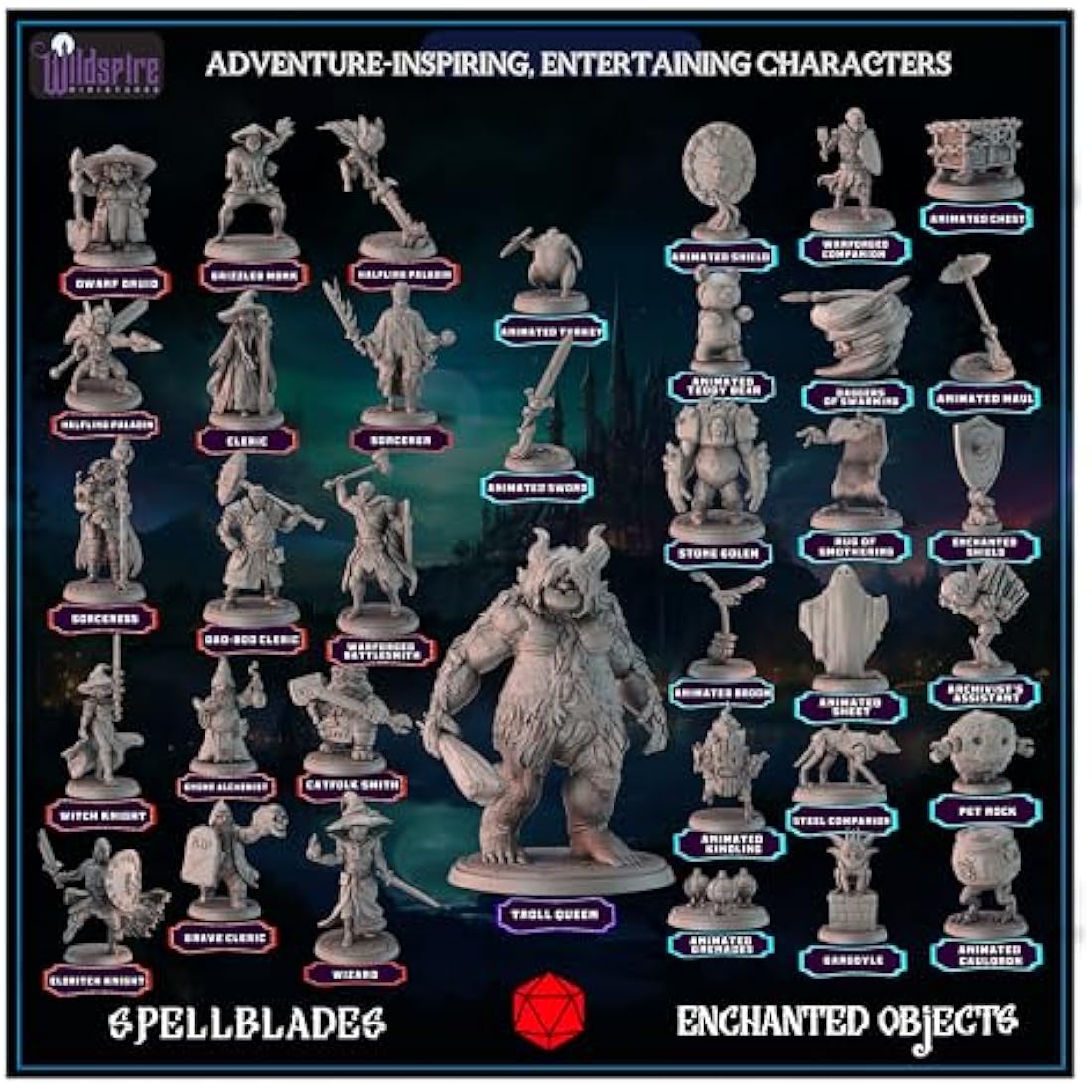 Wildspire Spellblades & Animated Objects: 36 Unpainted DND Miniatures