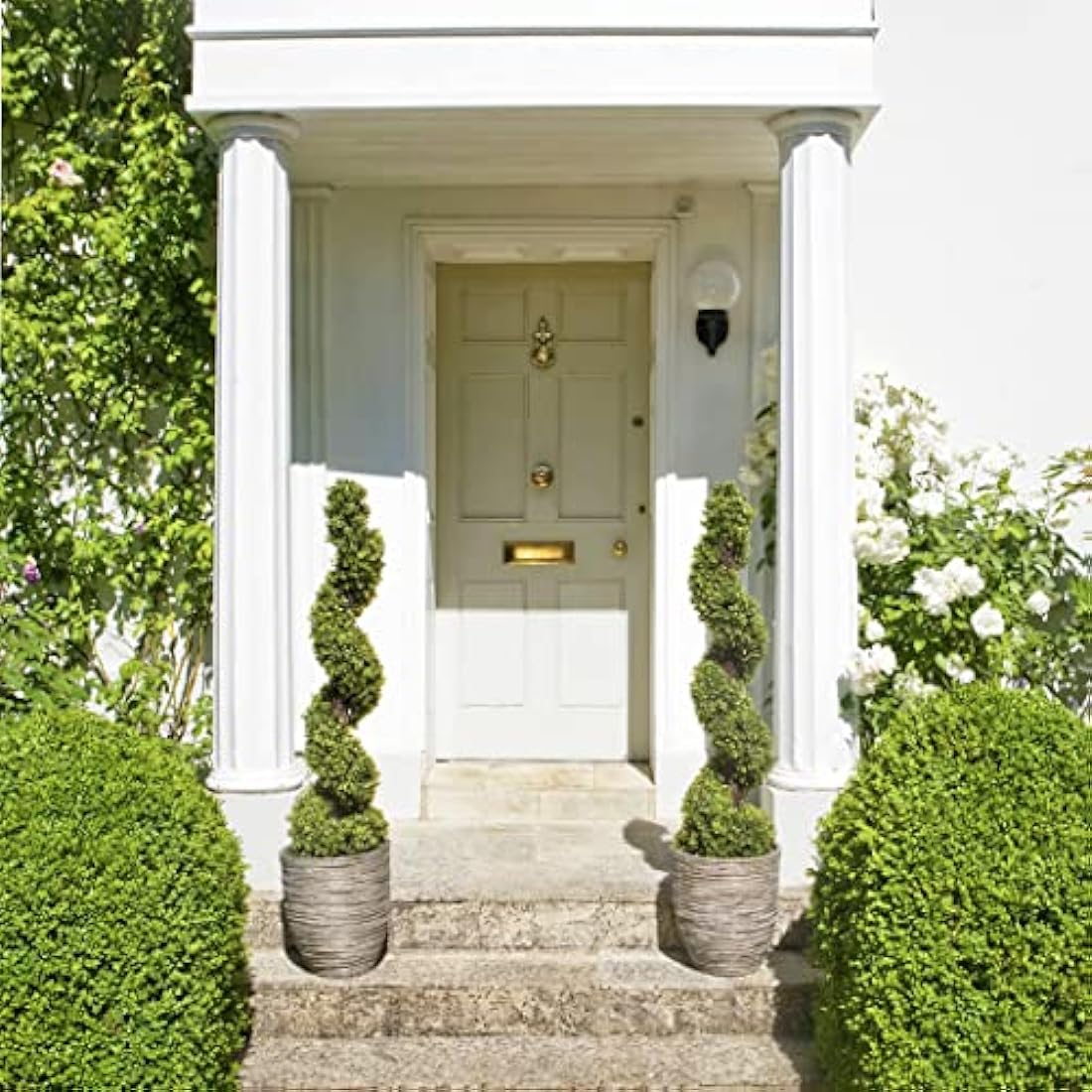 Jolof Store Artificial Boxwood Spiral Trees | UV Stable 4ft Topiary (Set of 2)