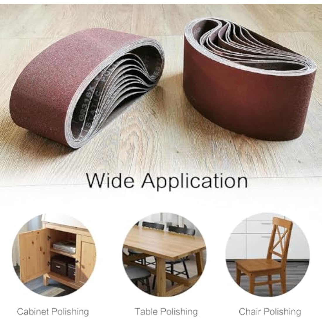Jolof Store Aluminum Oxide Sanding Belts 150x1220mm - 6 Pack Assorted
