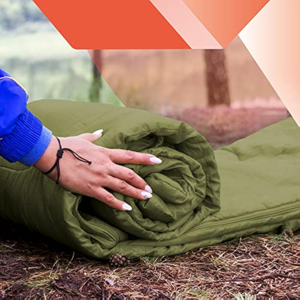azark Double Sleeping Bag – 350GSM Waterproof Mummy Bag for Camping