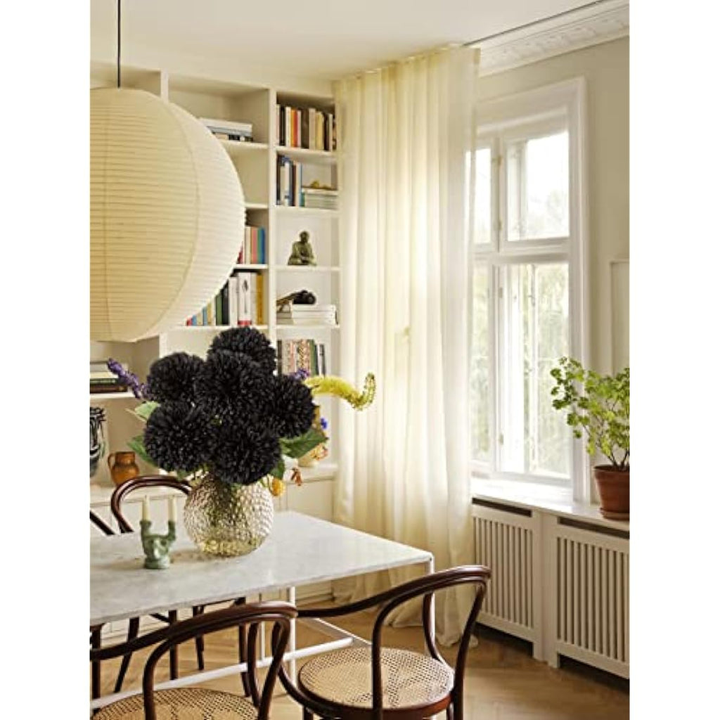 Black Artificial Chrysanthemum Silk Flowers – 6 Pcs