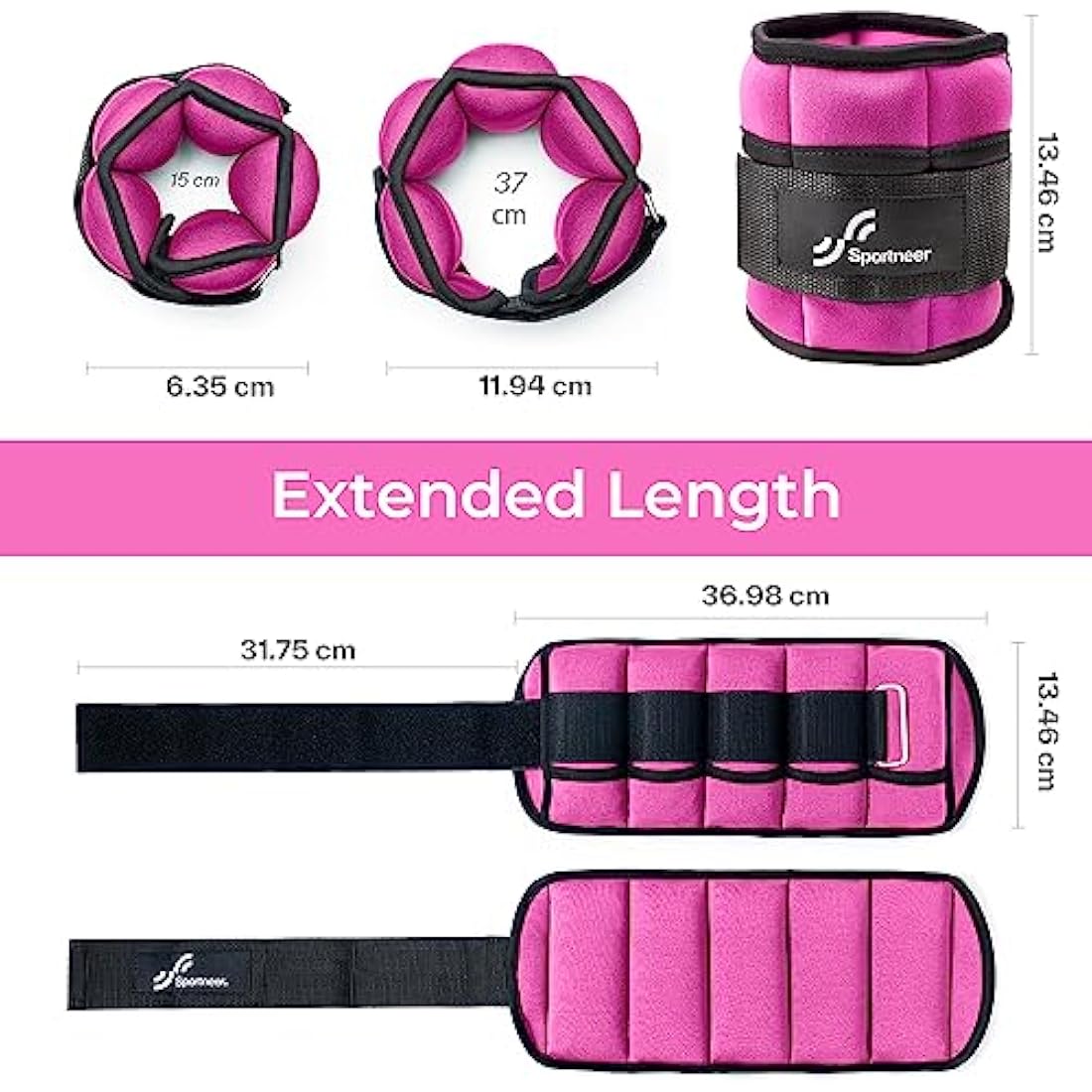Sportneer Adjustable Ankle Weights Set | Neoprene Wrist Straps 0.9-4.5kg