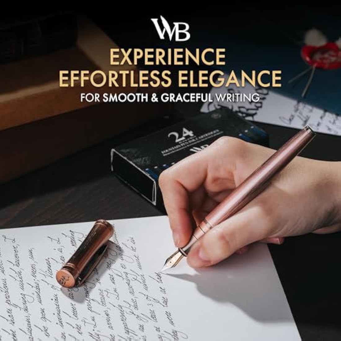 Wordsworth & Black Luxury Fountain Pen – Brushed Copper, 18K Gilded Nib