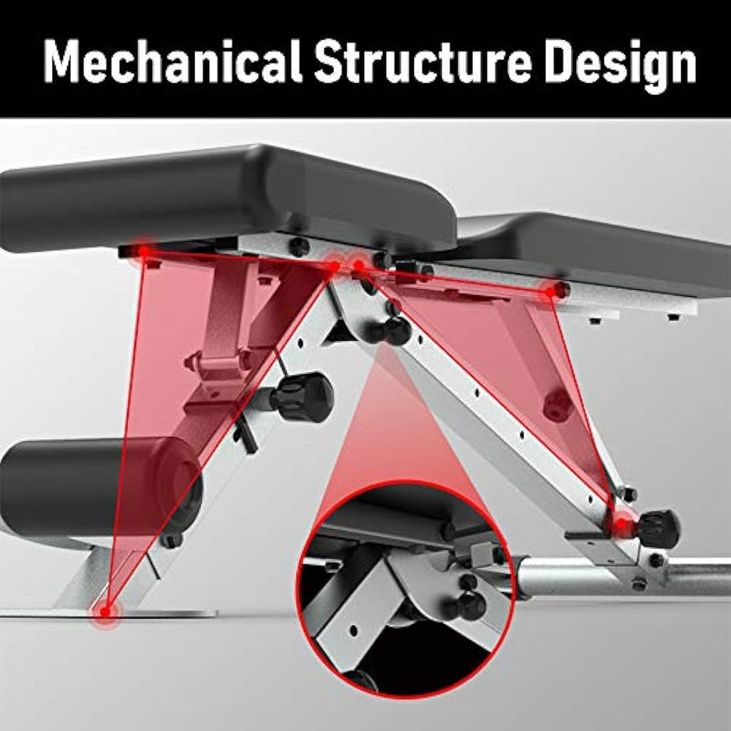 Leikefitness Adjustable Weight Bench | Foldable Heavy Duty Workout Bench