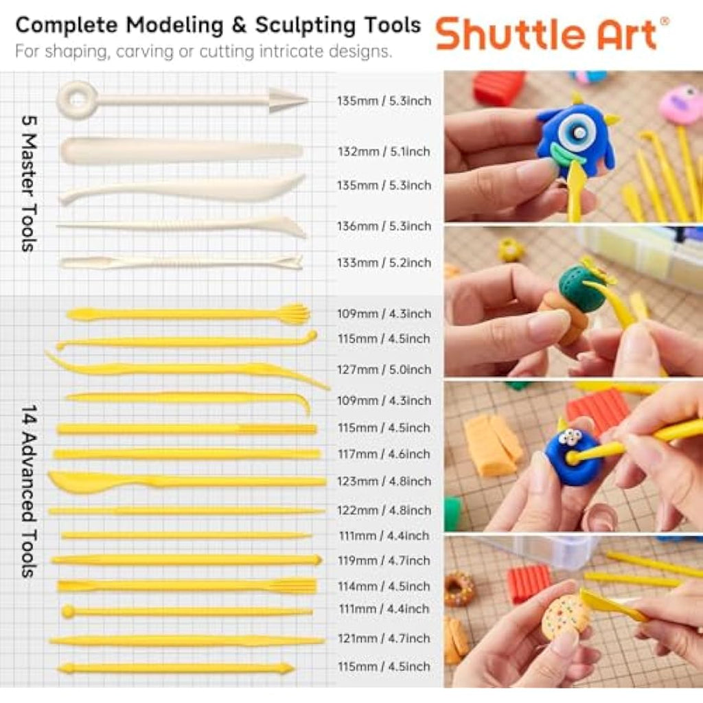 Shuttle Art Polymer Clay Kit – 57 Colors Oven Bake Modeling Clay with Tools
