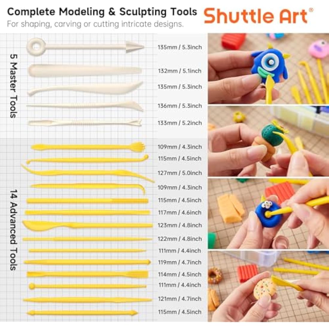 Shuttle Art Polymer Clay Kit – 57 Colors Oven Bake Modeling Clay with Tools